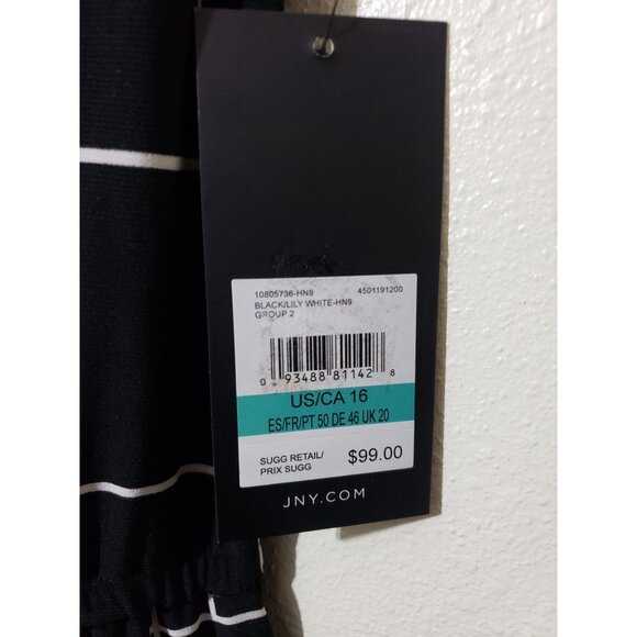 Jones New York, black and white, geometric print, dress with pockets, size 16 - Picture 3 of 8